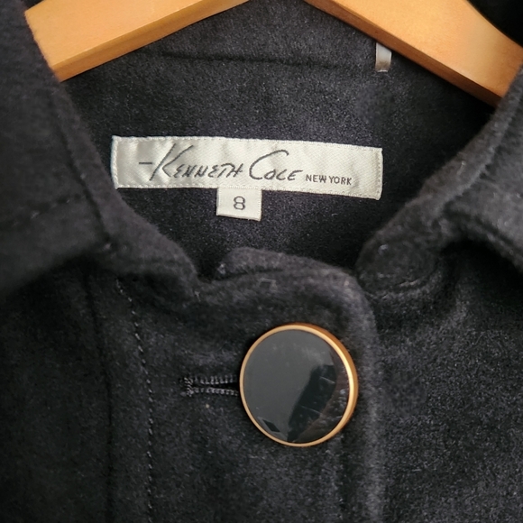 Kenneth Cole New York Womens 8 Black Wool Blend Walker Coat - Picture 4 of 12